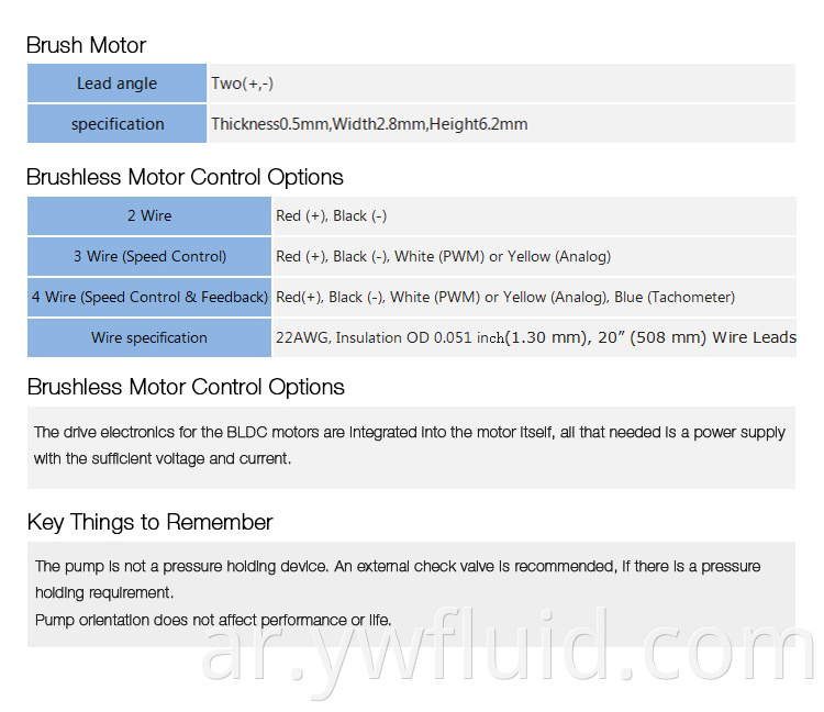 ywfluid 12v/24v micro/mini miaphragm pump مع محرك DC يستخدم للجرعات السائلة